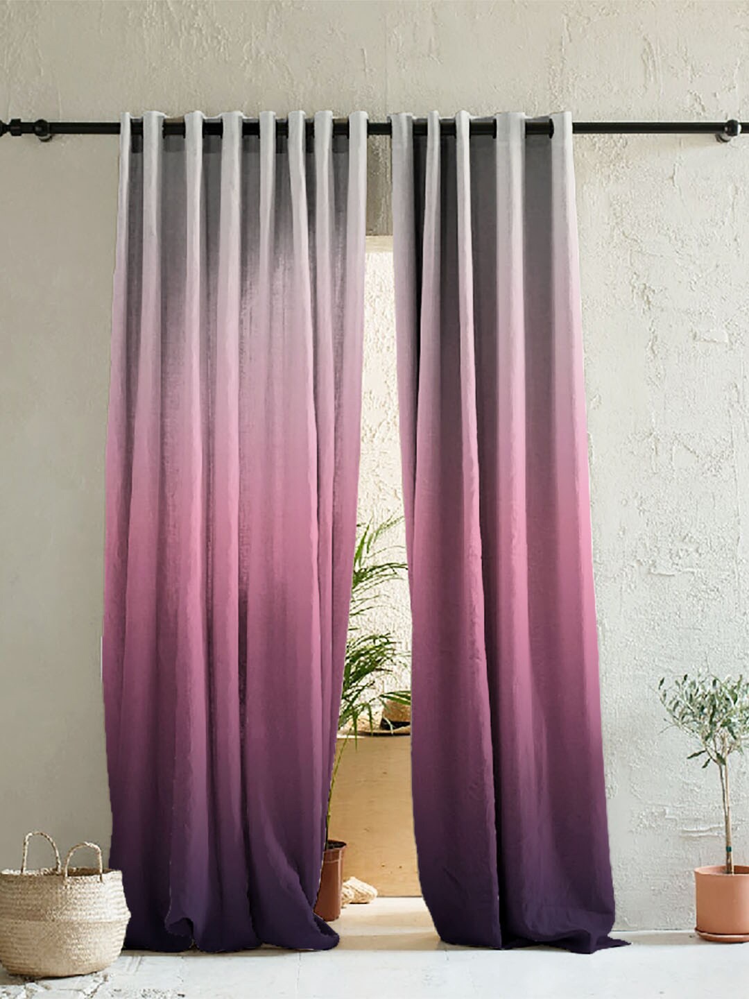 

SPACES Pink & Grey Set of 2 Room Darkening Window Curtain