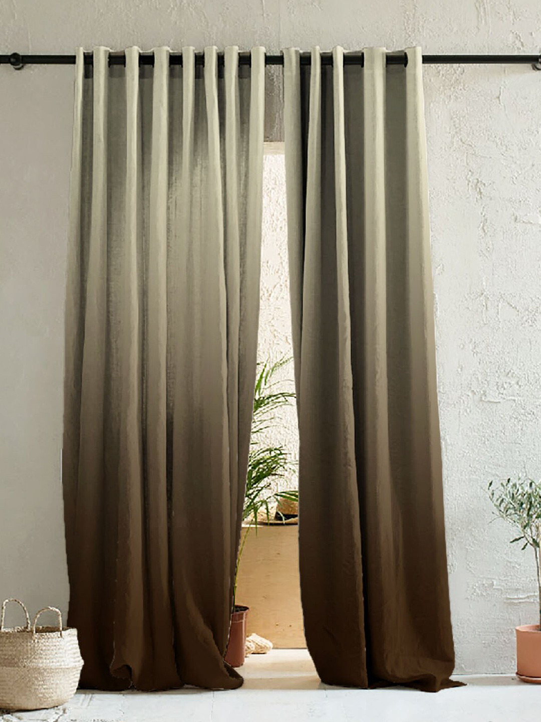 

SPACES Elegent Coffee Brown Set of 2 Ombre Room Darkening Door Curtains