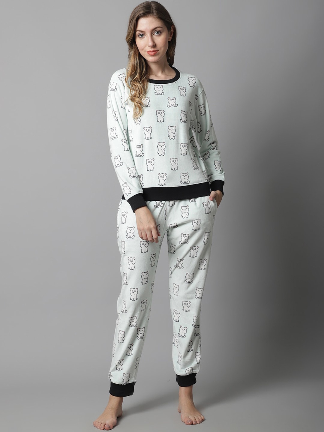 

ANTI CULTURE Women Blue Printed Night suit