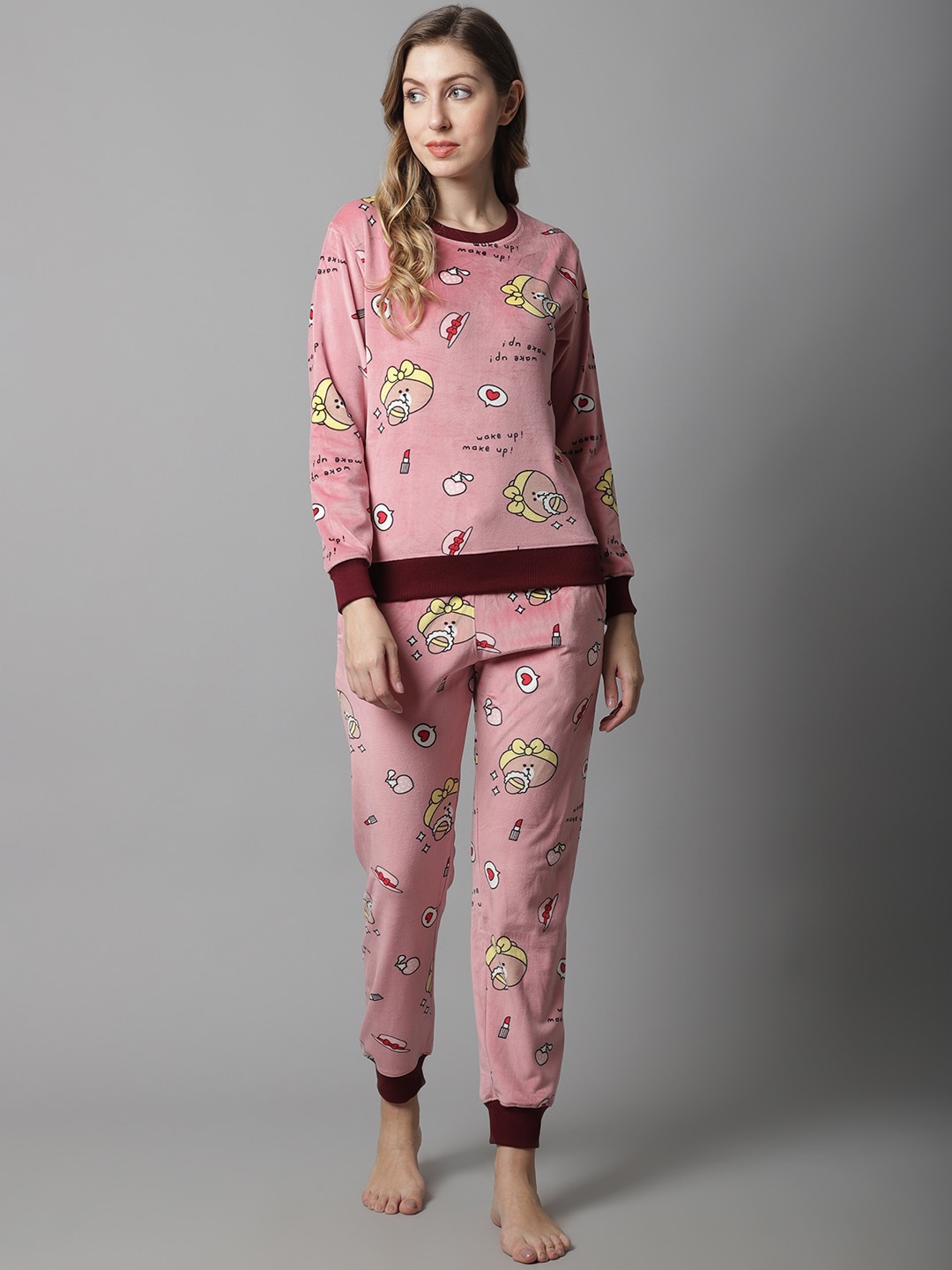 

ANTI CULTURE Women Peach-Coloured Printed Night suit