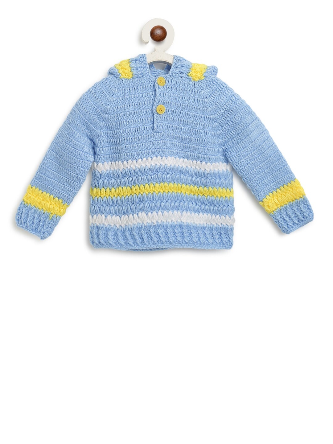 

CHUTPUT Unisex Kids Blue & Yellow Wool Pullover