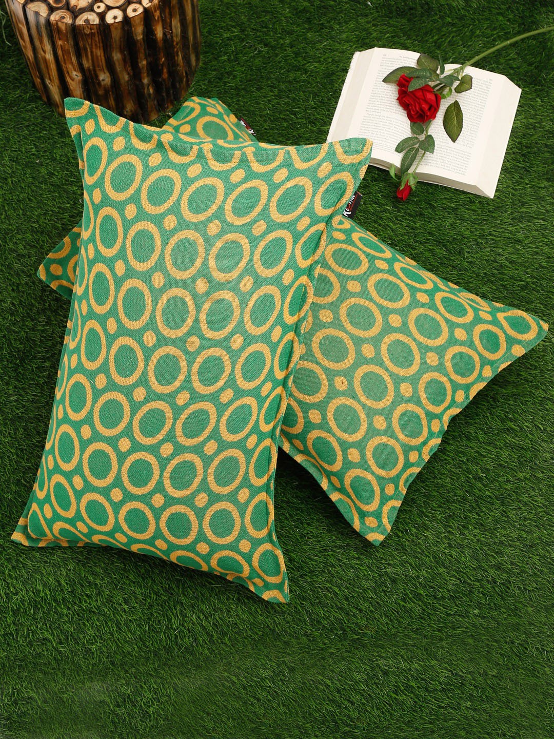 

KLOTTHE Set Of 2 Abstract Printed Pillow Covers, Green