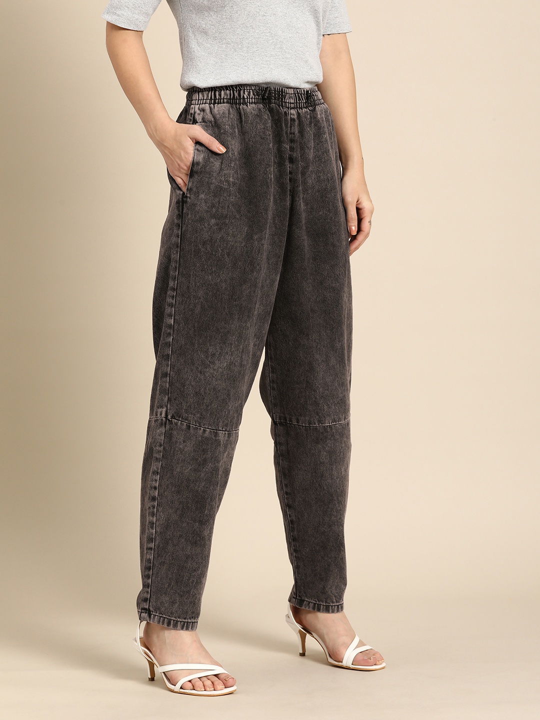 

all about you Women Charcoal Light Fade Cotton Jogger