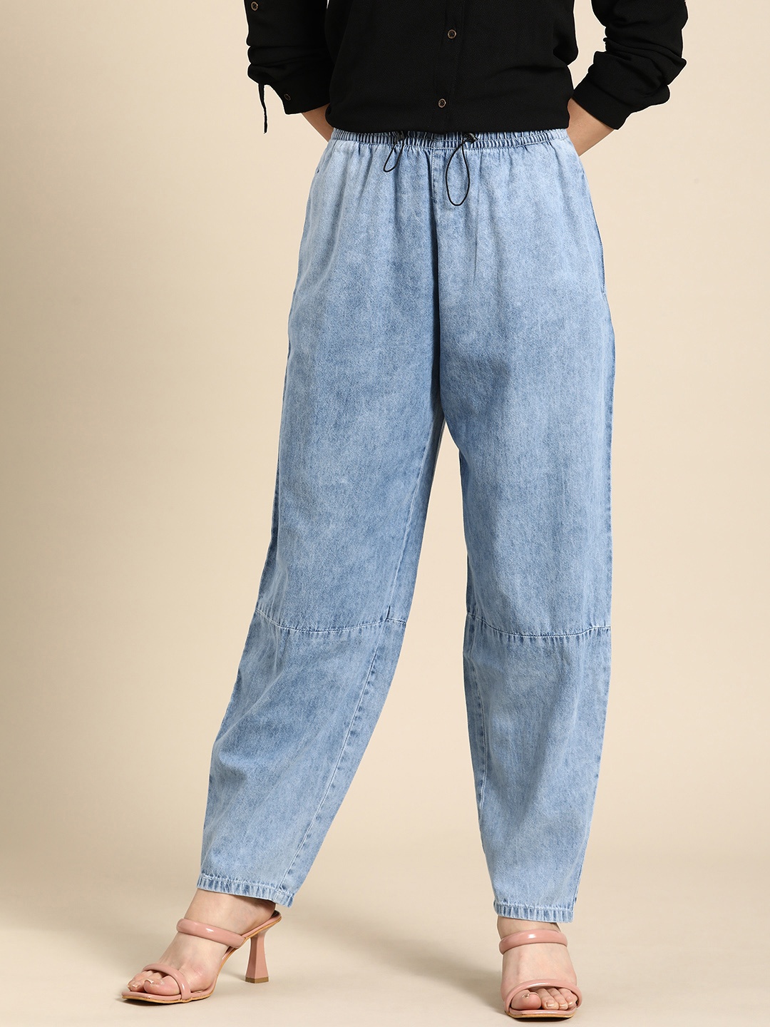 

all about you Women Blue Light Fade Cotton Jogger