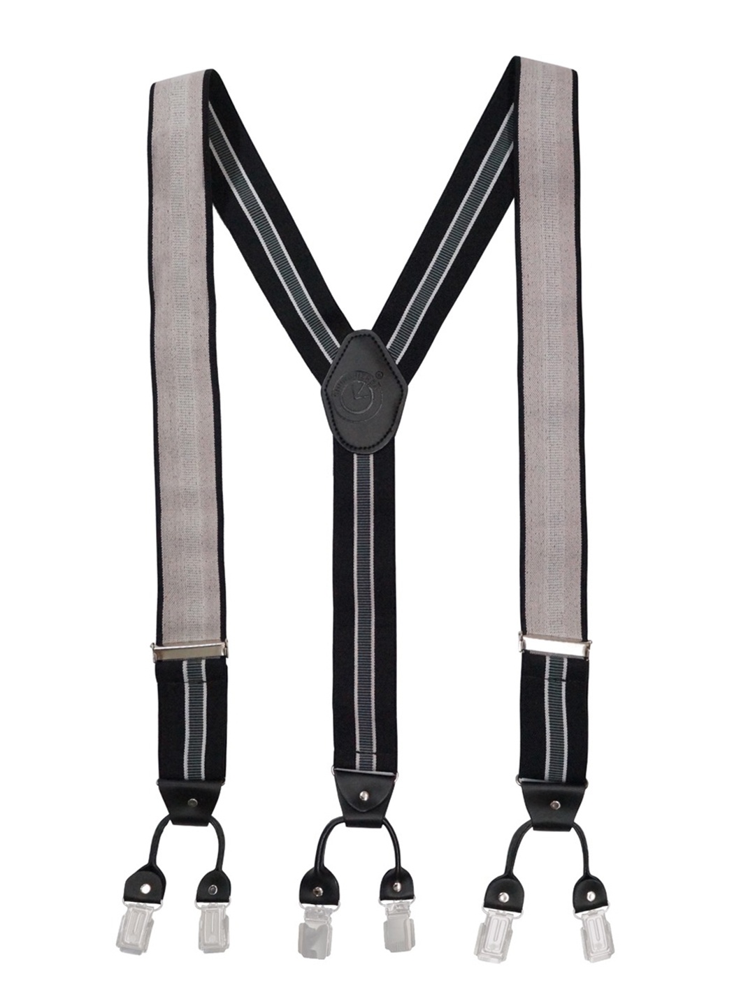 

The Tie Hub Men Black Striped Adjustable Y-Back Elastic Suspender