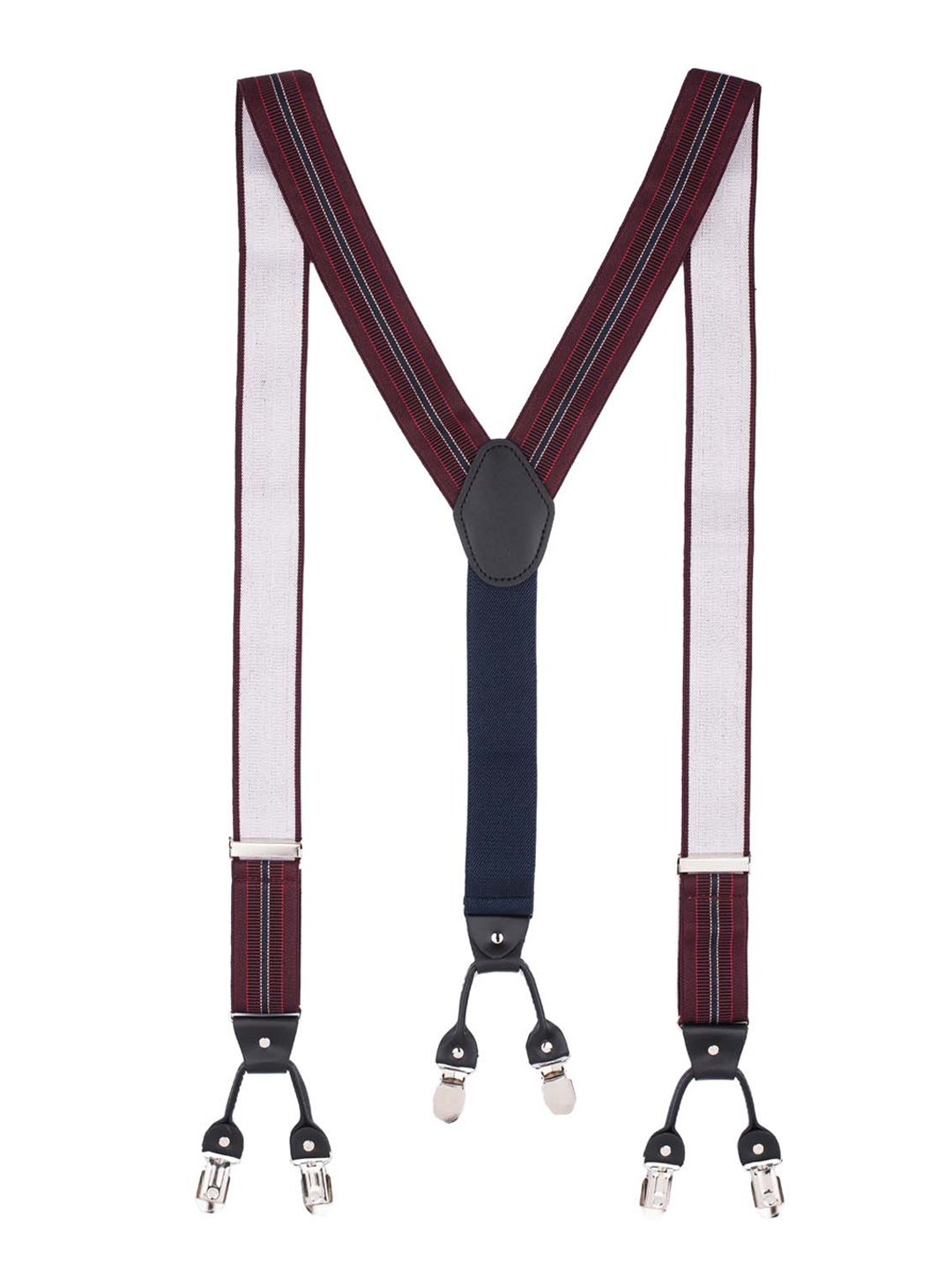 

The Tie Hub Men Maroon & Grey Solid Suspenders