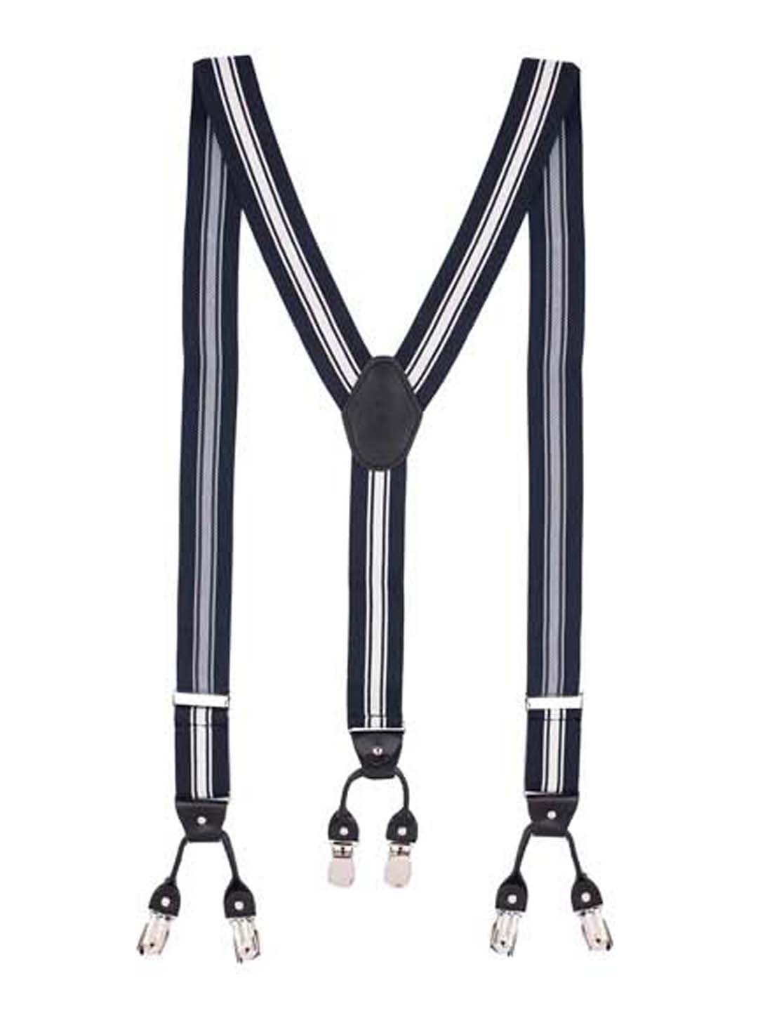 

The Tie Hub Men Blue & White Solid Suspenders