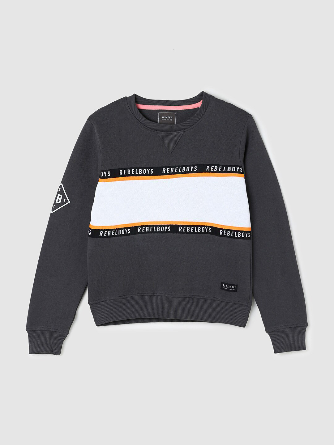 

max Boys Grey Colourblocked Sweatshirt