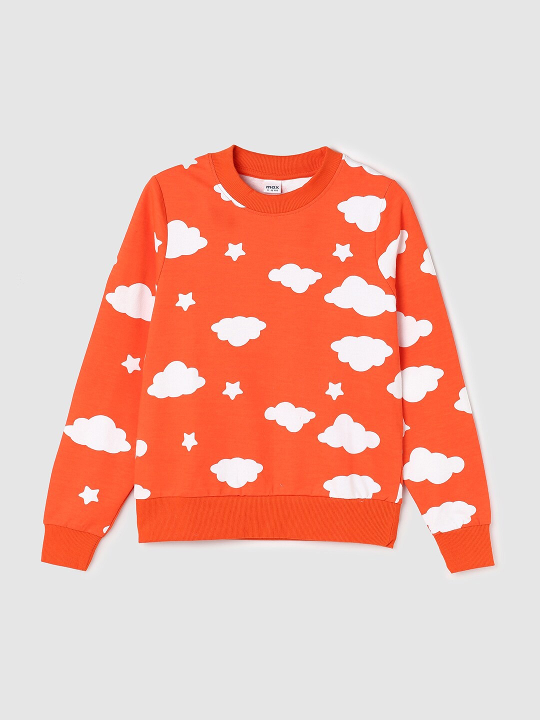 

max Girls Orange Printed Cotton Sweatshirt