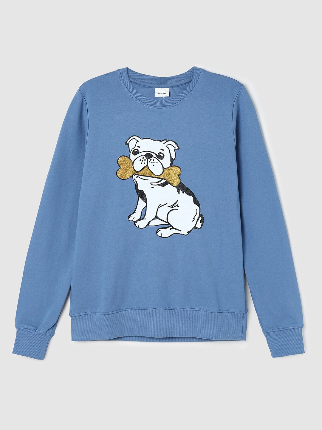 

max Girls Blue Printed Cotton Sweatshirt