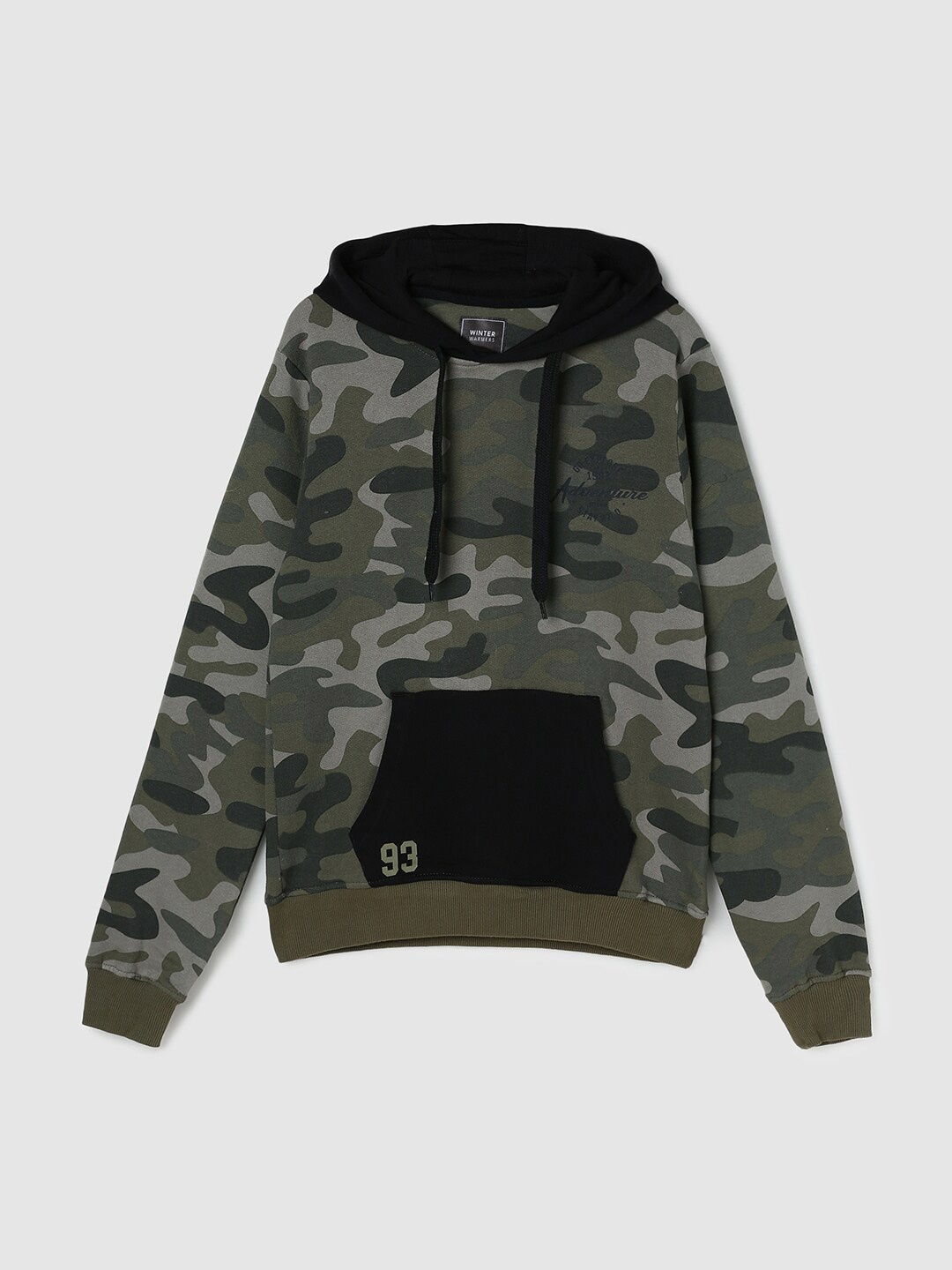 

max Boys Green Printed Hooded Sweatshirt