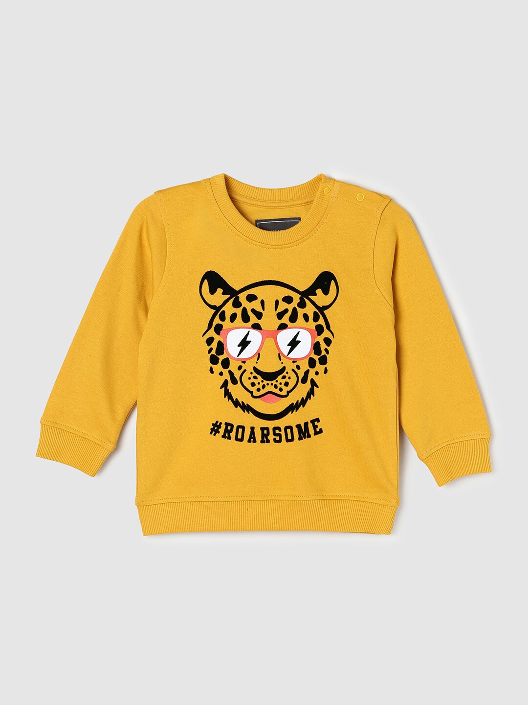 

max Boys Yellow Printed Cotton Sweatshirt