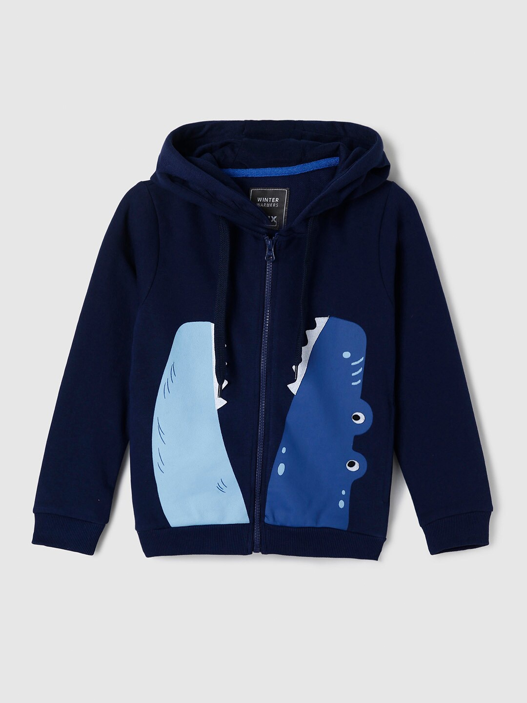 

max Boys Blue Printed Hooded Sweatshirt