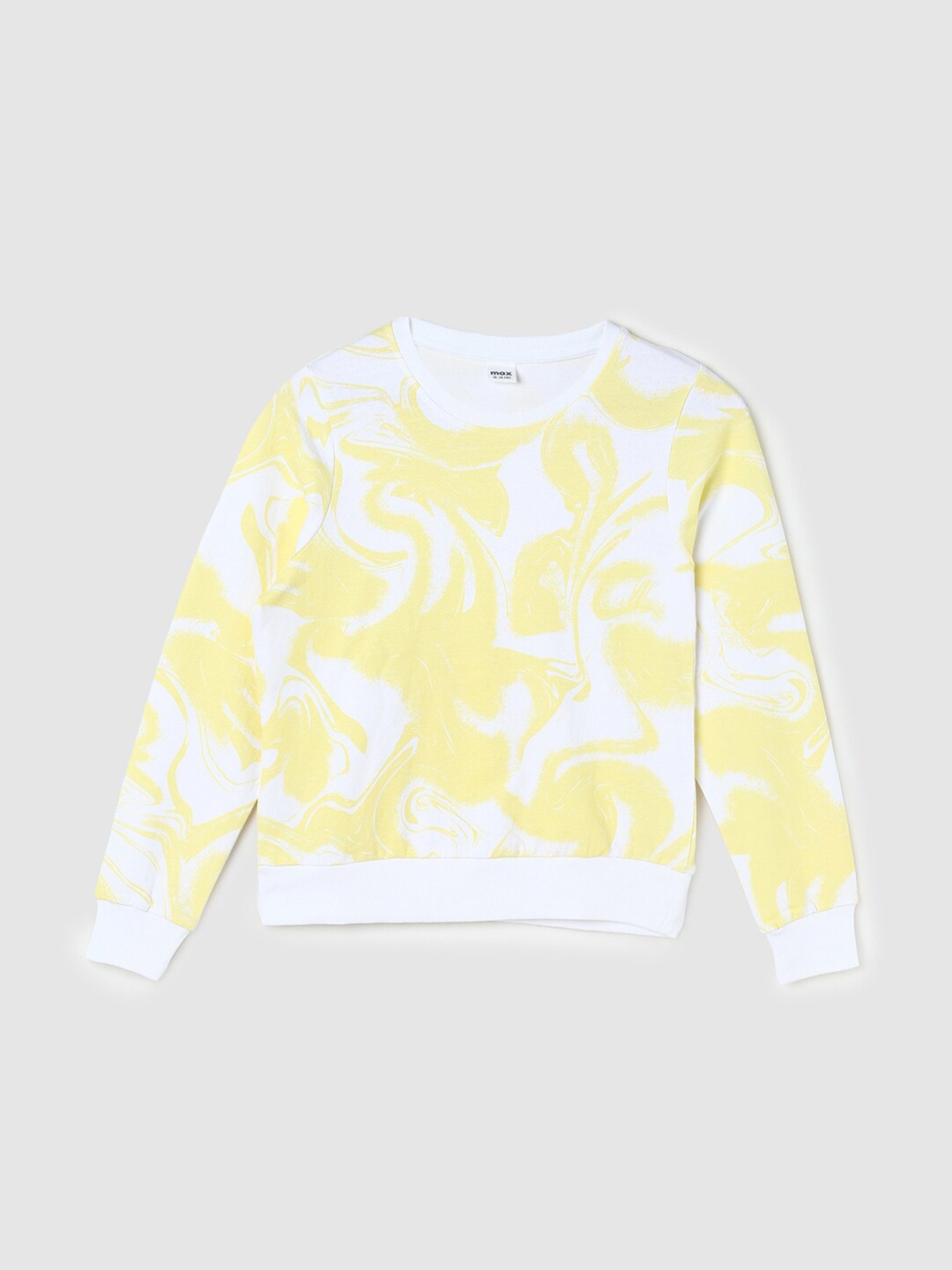 

max Girls Yellow Printed Cotton Sweatshirt