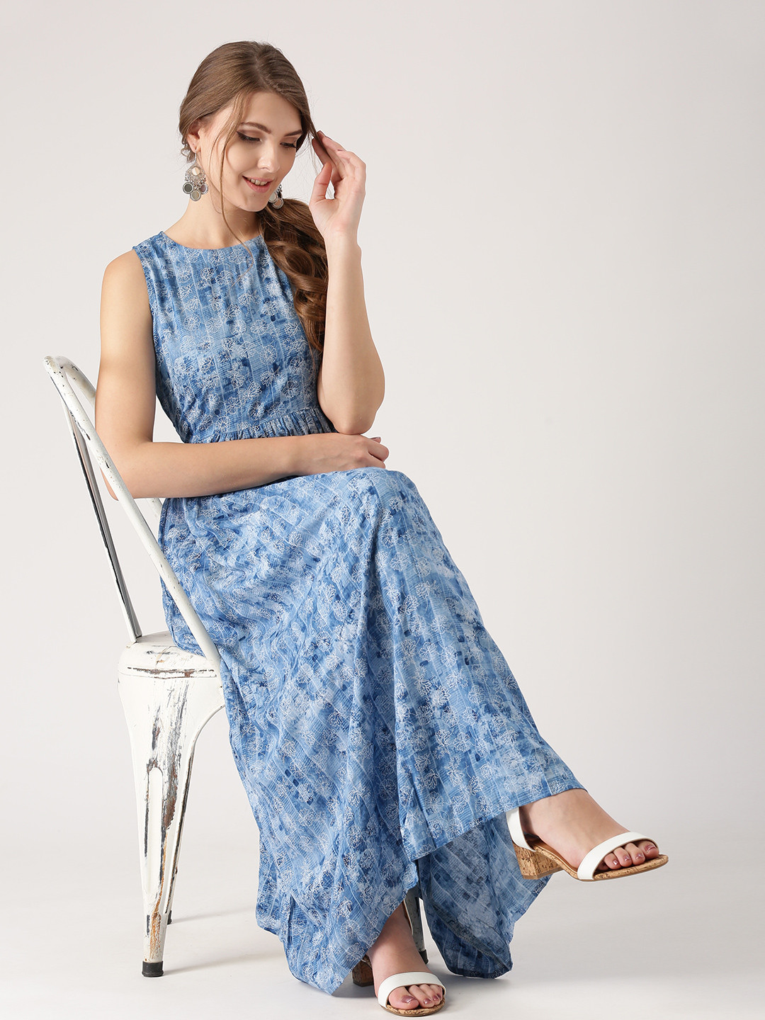 

Libas Women Blue Printed A-Line Kurta
