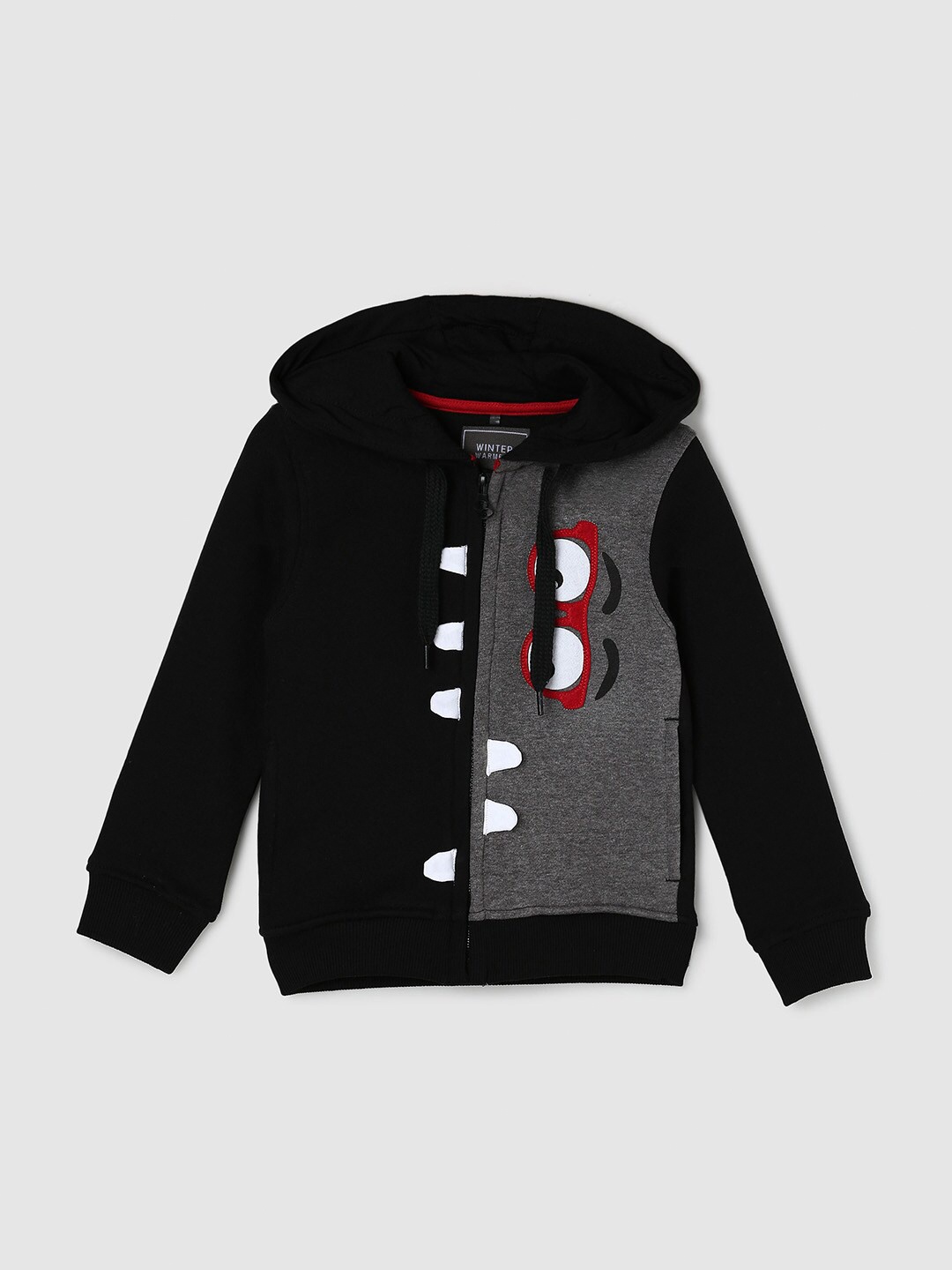 

max Boys Black Colourblocked Hooded Sweatshirt
