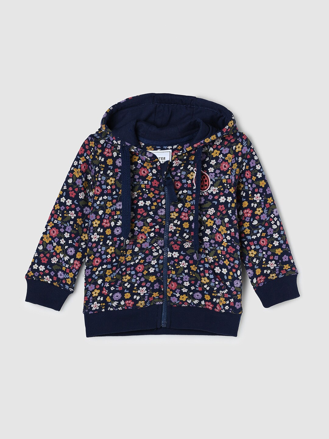 

max Girls Blue Printed Hooded Cotton Sweatshirt