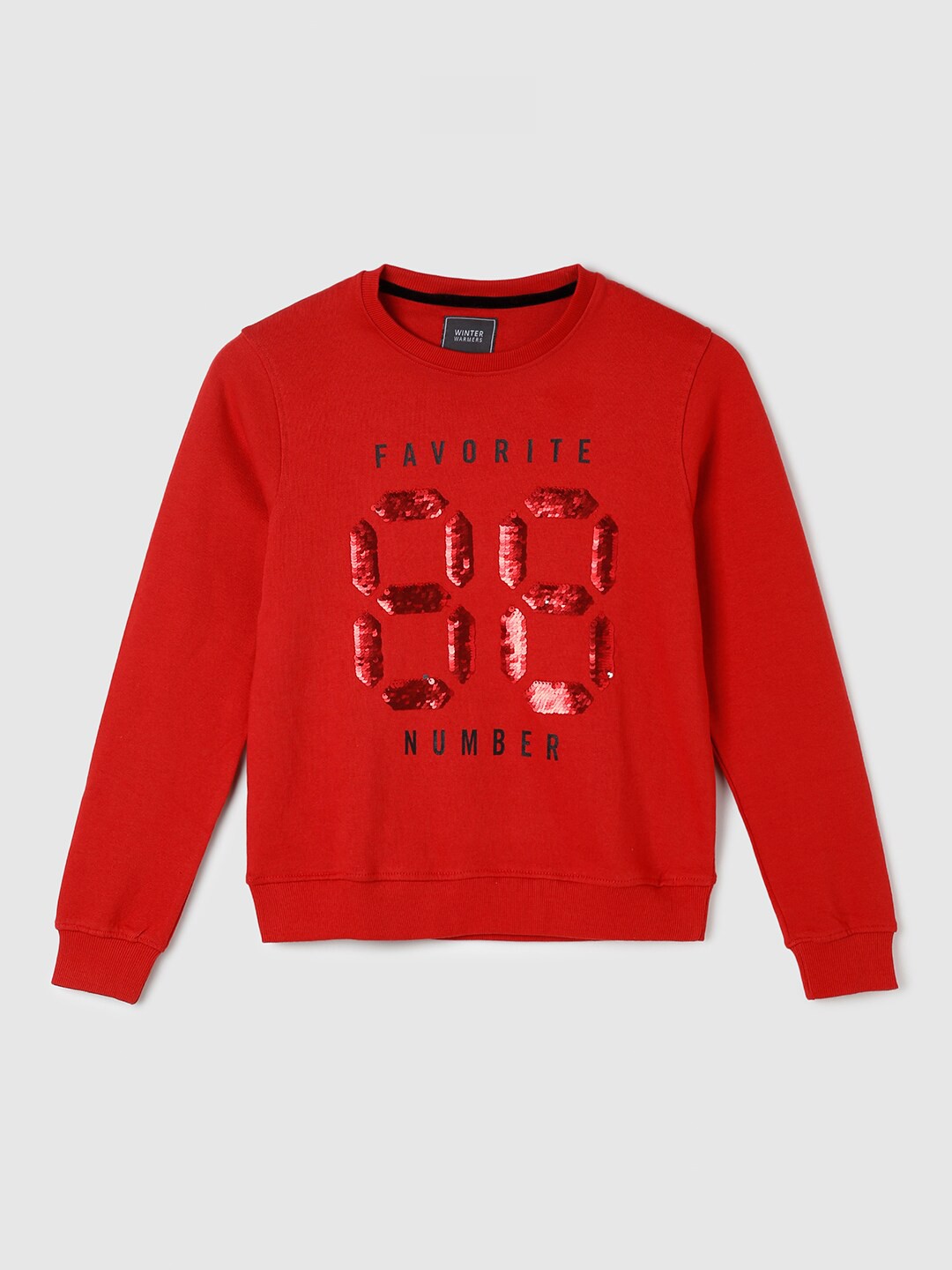 

max Boys Red Printed Cotton Sweatshirt
