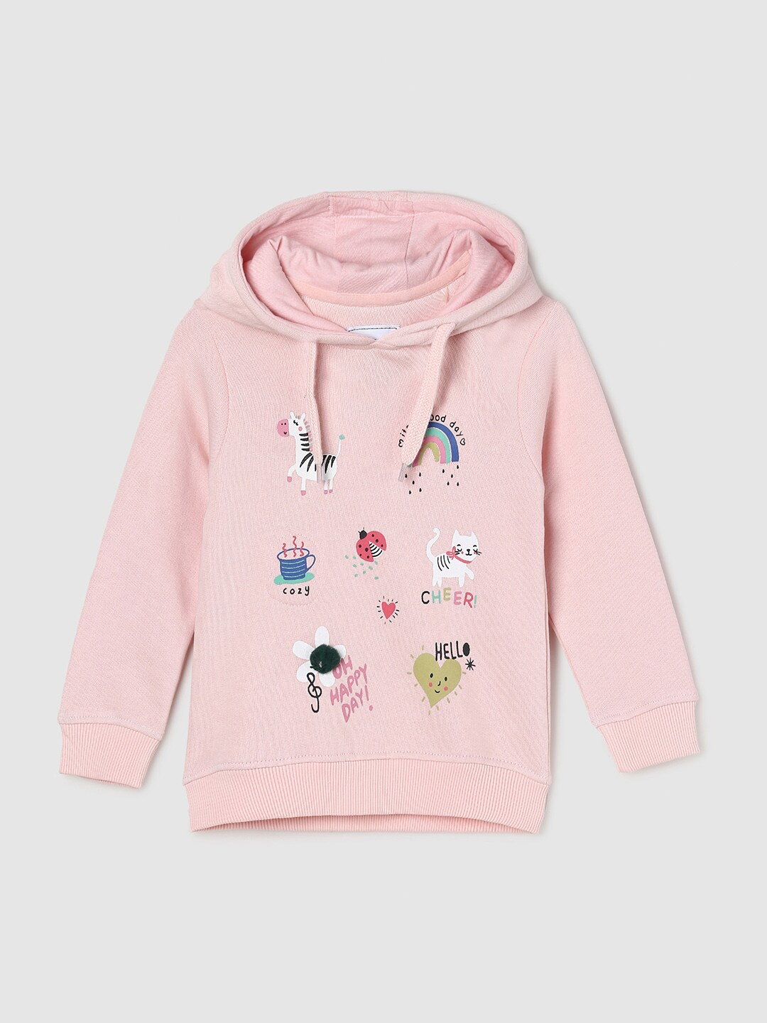 

max Girls Pink Printed Hooded Sweatshirt