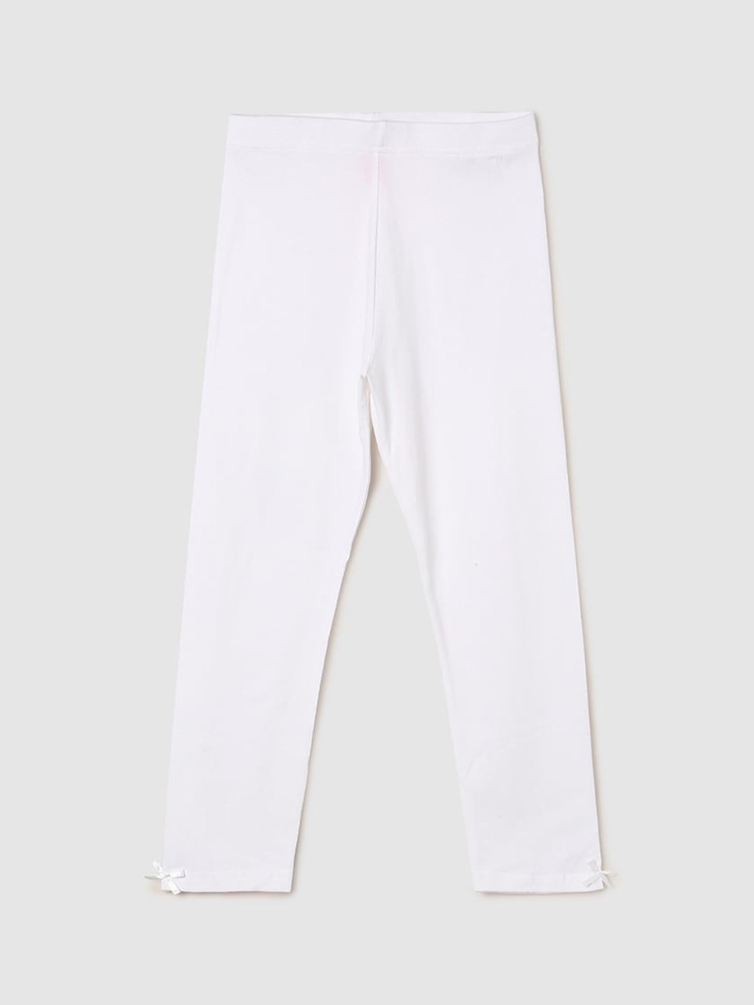 

max Girls Off White Ankle Length Pure Cotton Leggings