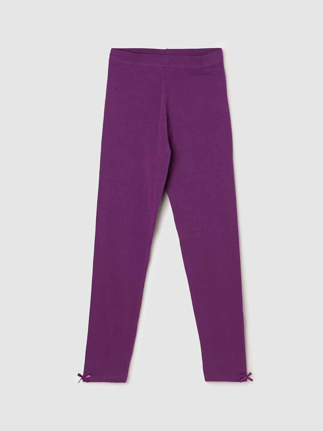 

max Girls Purple Cotton Ankle-Length Leggings