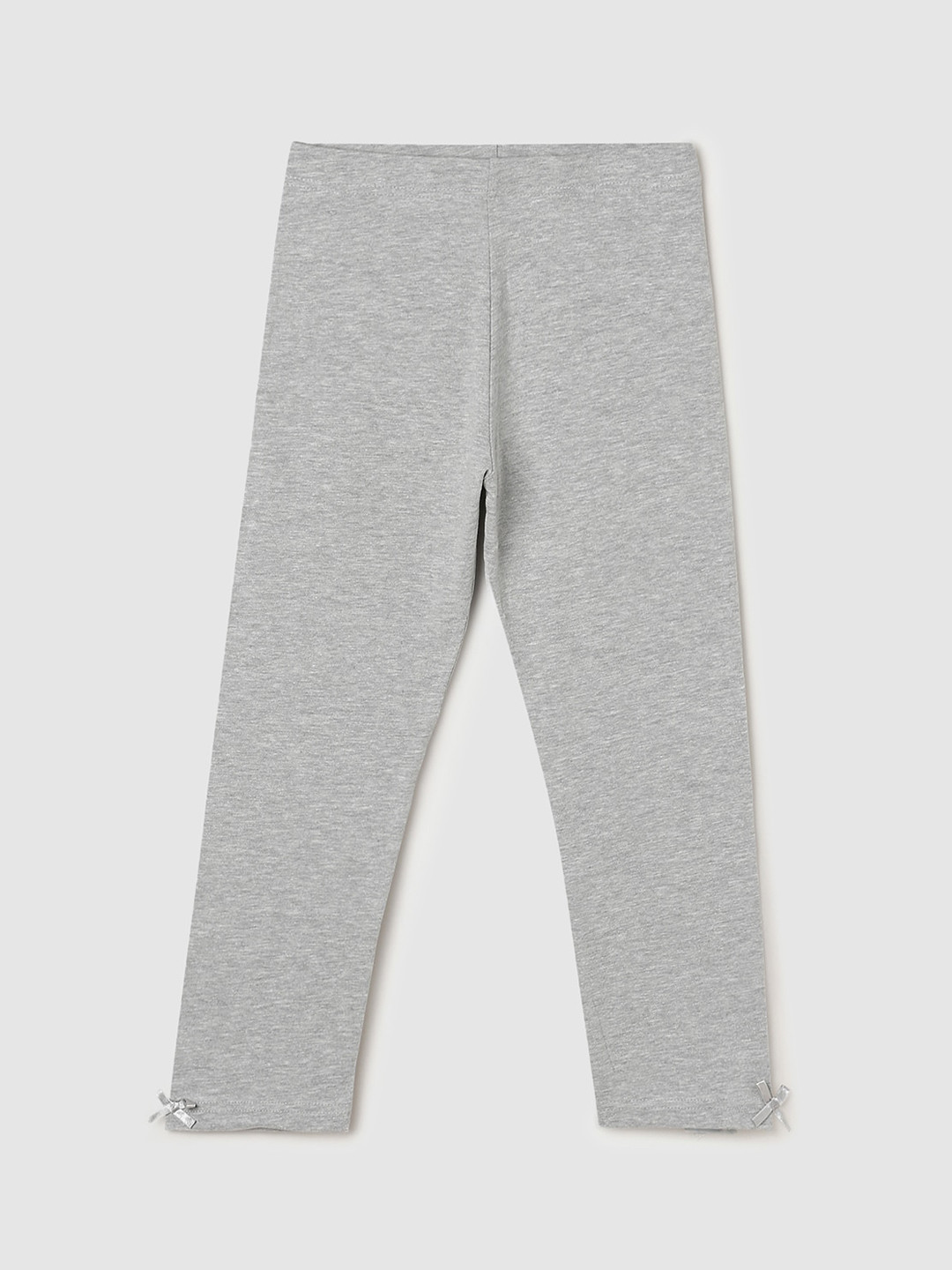 

max Girls Grey Melange Cotton Ankle-Length Leggings