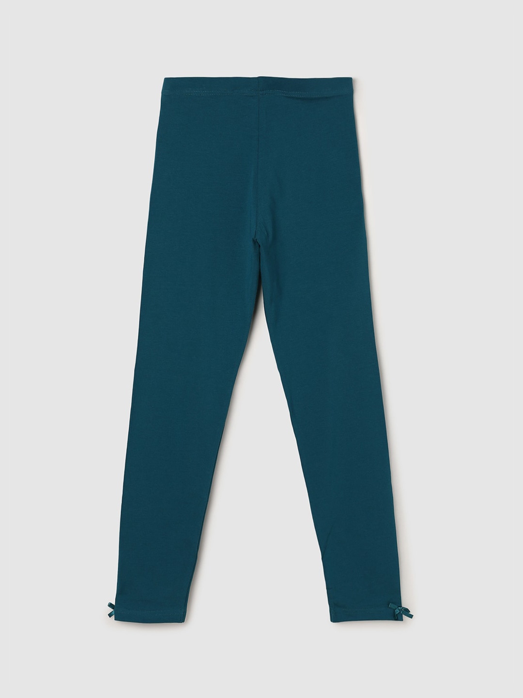 

max Girls Teal Solid Pure Cotton Ankle Length Leggings