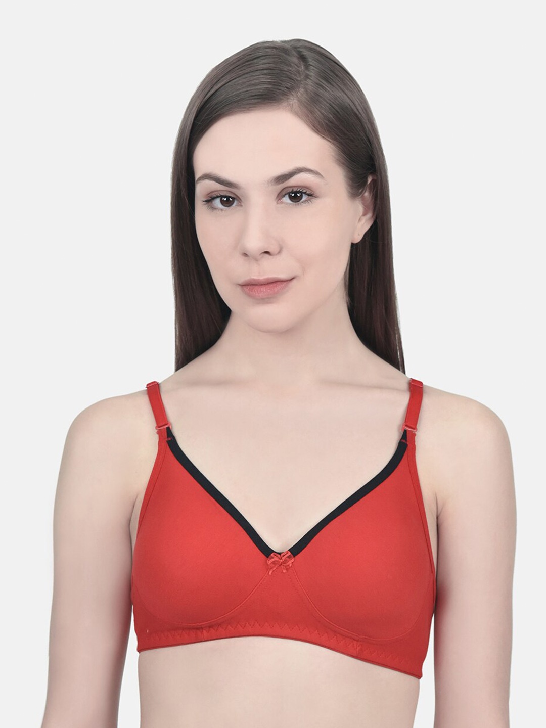 

Innocence Red & Black Non Padded Non wired Full Coverage Cotton Bra