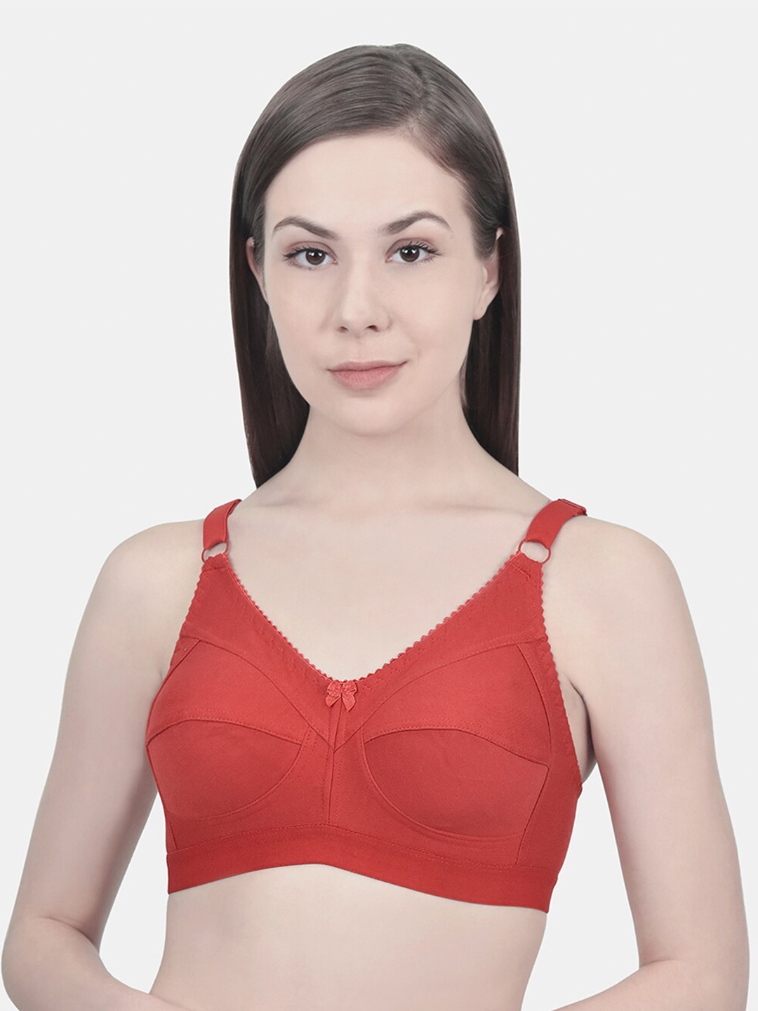 

Innocence Women Red Non Padded Non wired Cotton Full Coverage Bra
