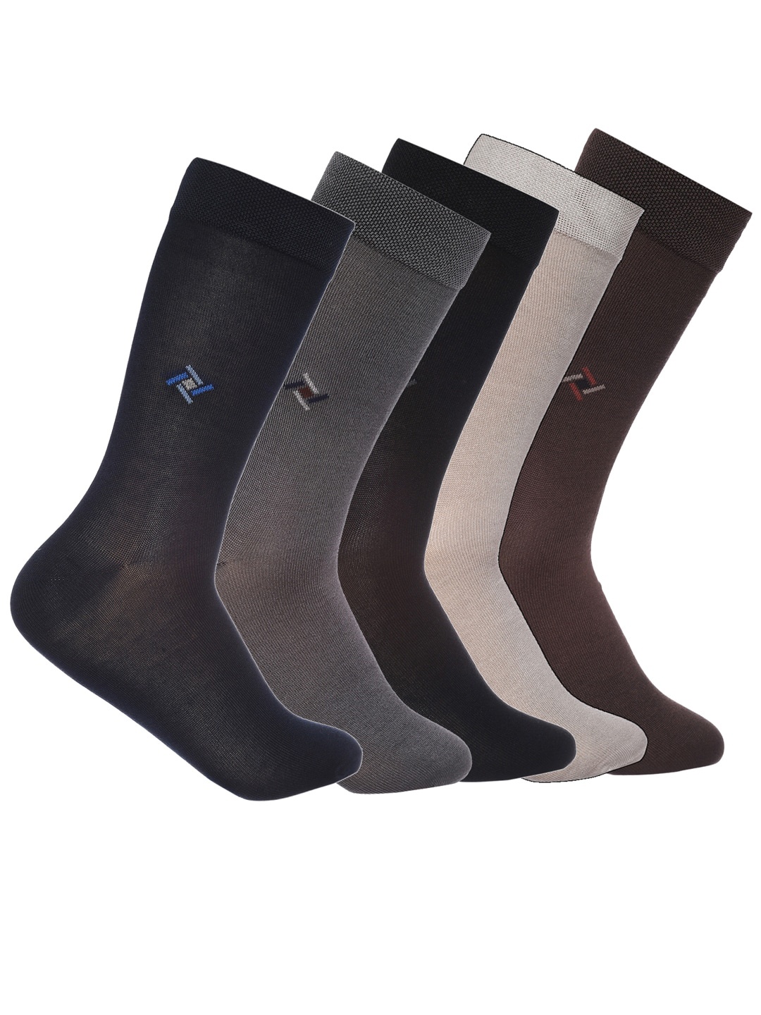 

MARC Men Pack Of 5 Black & Solid Calf Length Socks