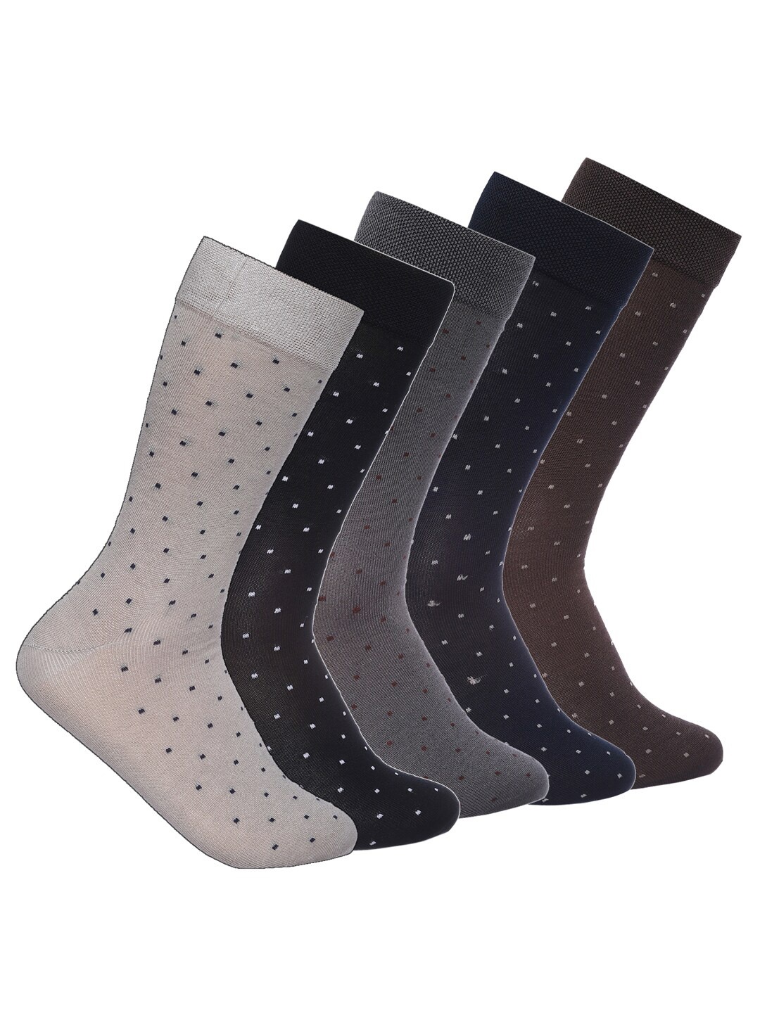 

MARC Men Pack Of 5 Brown & Grey Calf Length Socks