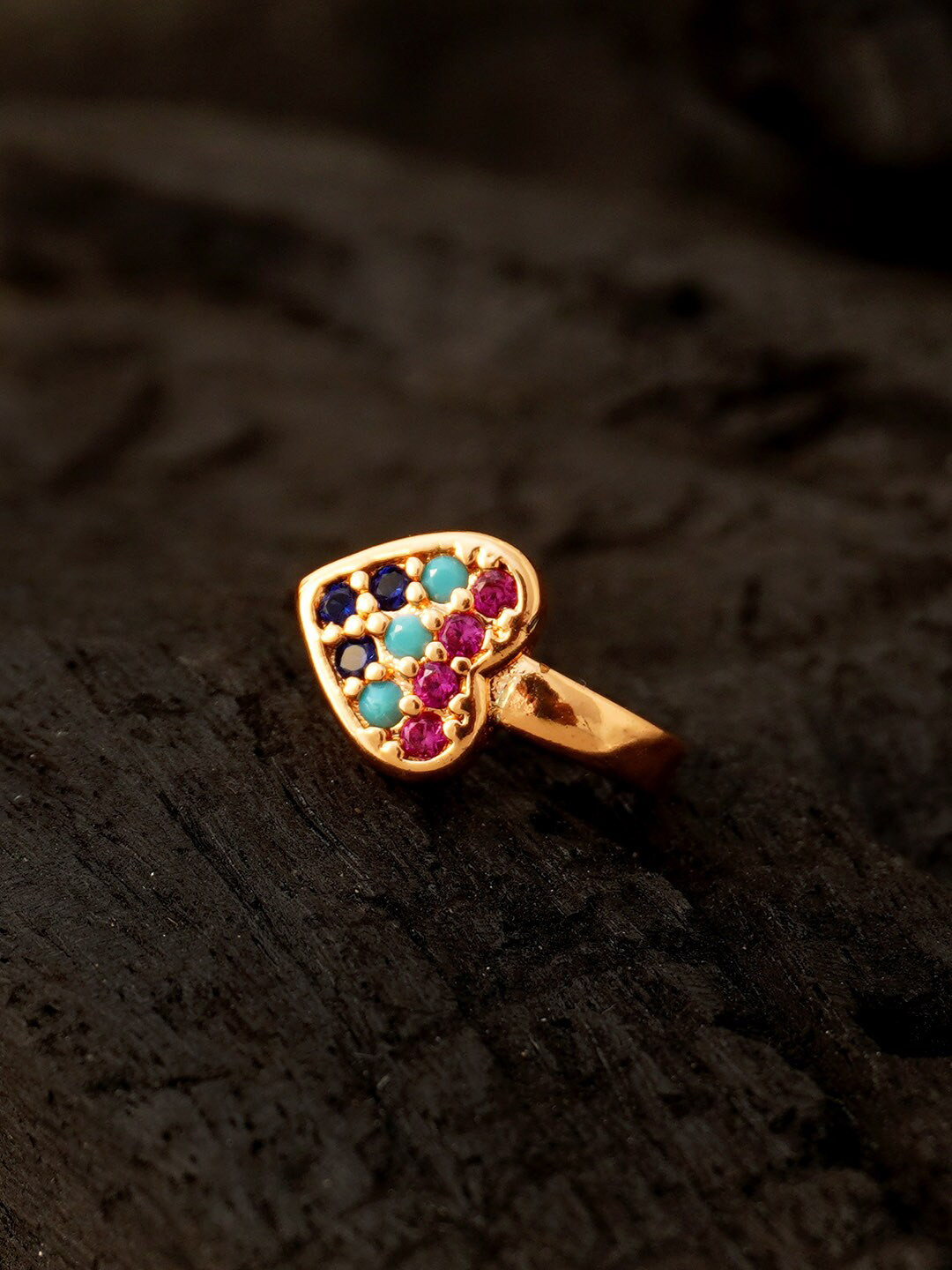 

Urmika Blue & Rose Gold-Toned Studded Nosepin