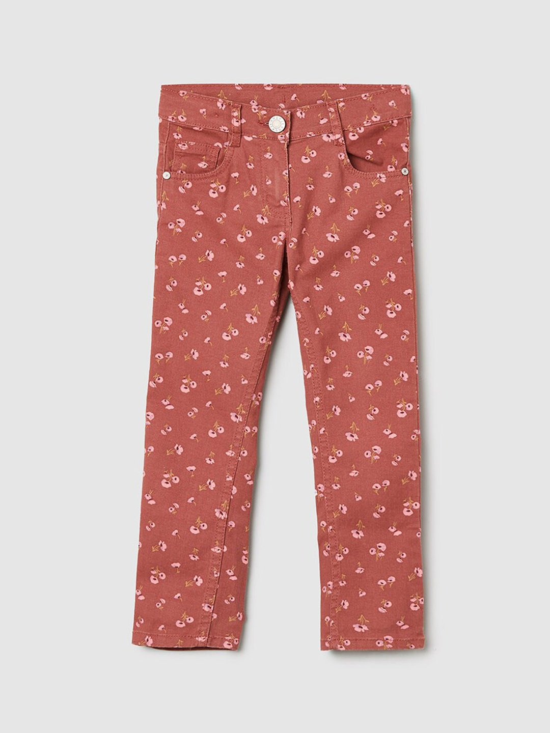 

max Girls Coral Floral Printed Cotton Trouser