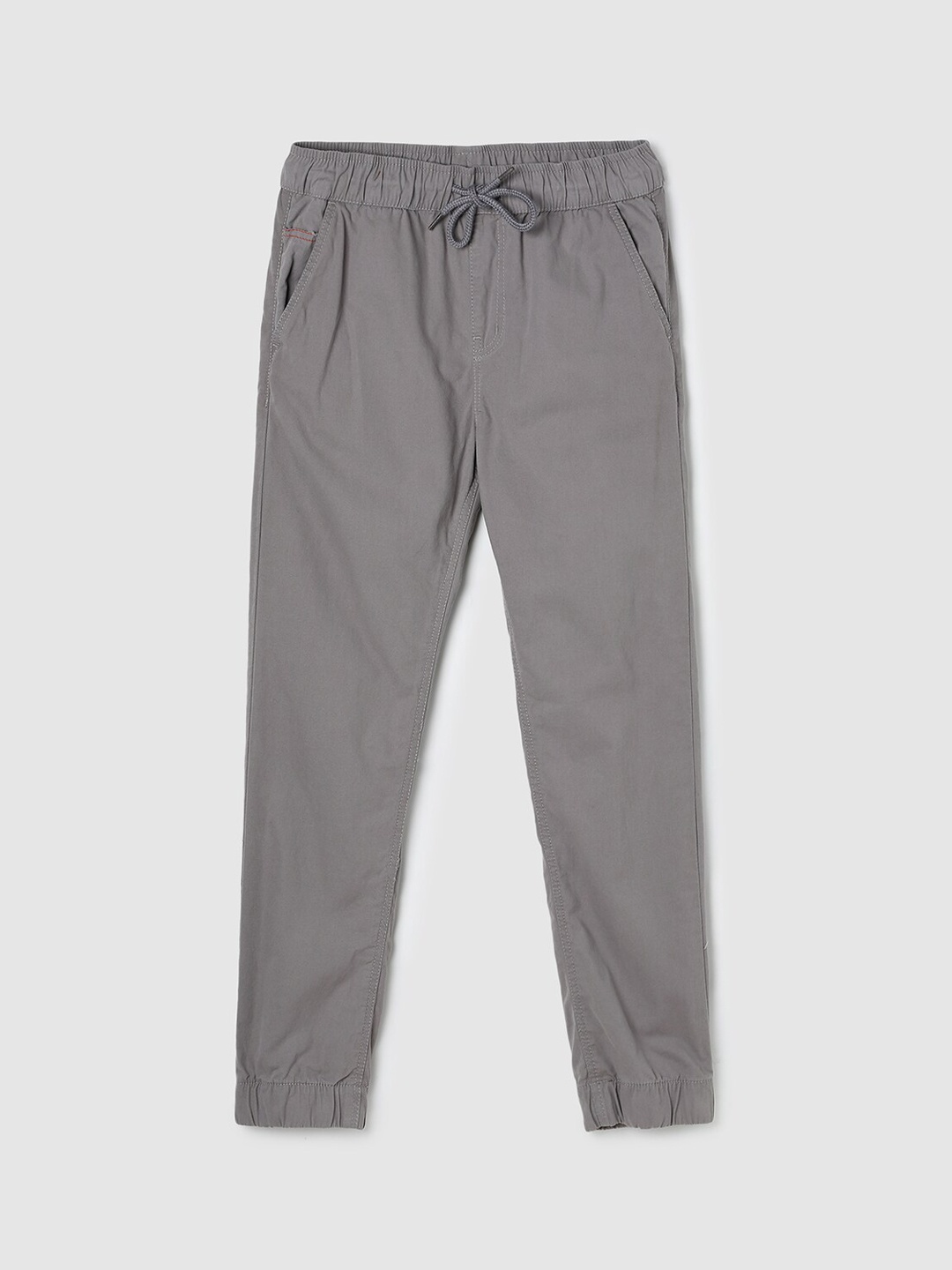 

max Boys Grey Solid Regular Fit Cotton Joggers