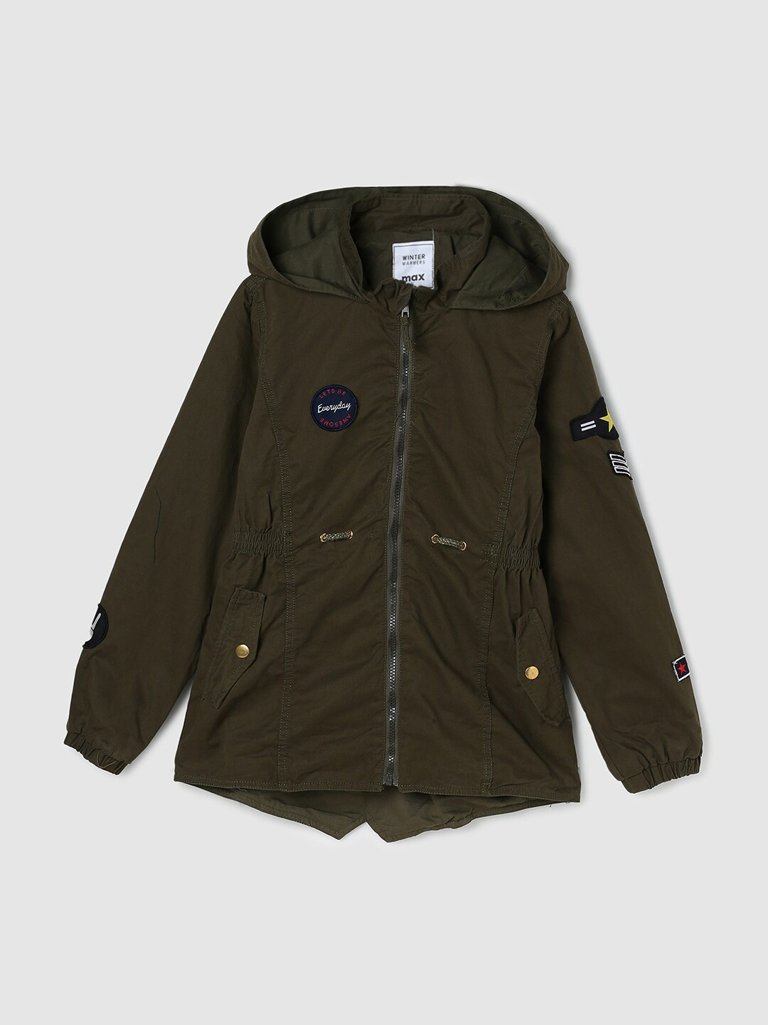 

max Girls Olive Green Pure Cotton Longline Tailored Jacket