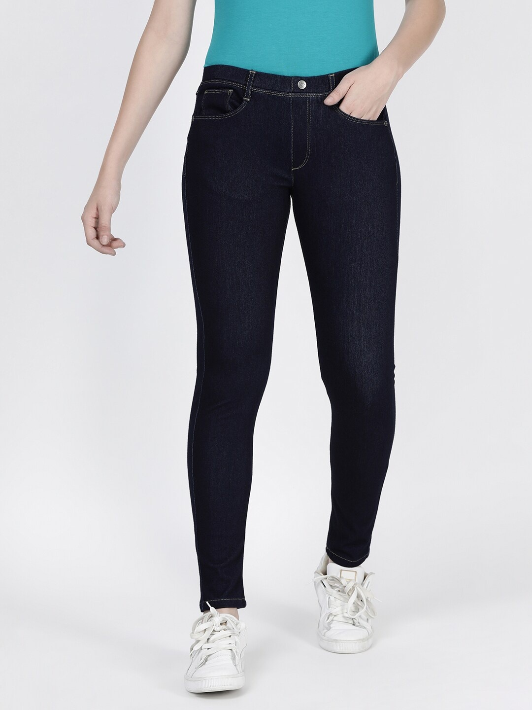 

TWIN BIRDS Women Blue Solid Denim Jeggings