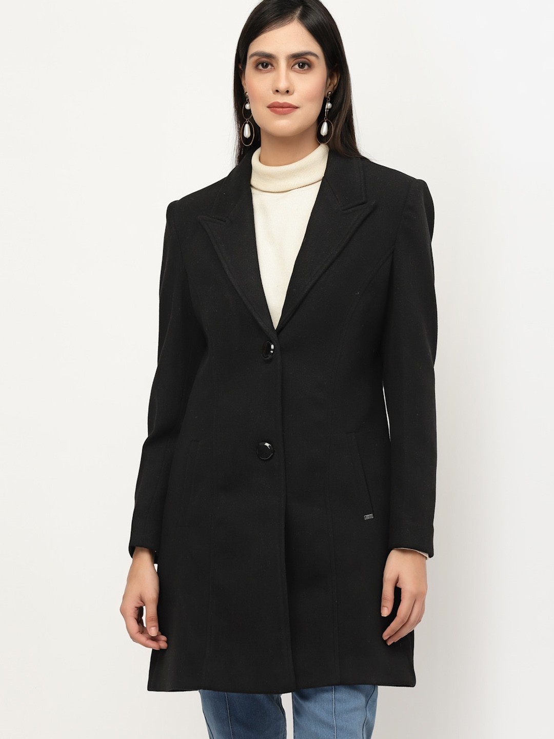 

Juelle Women Black Solid Longline Winter Overcoats