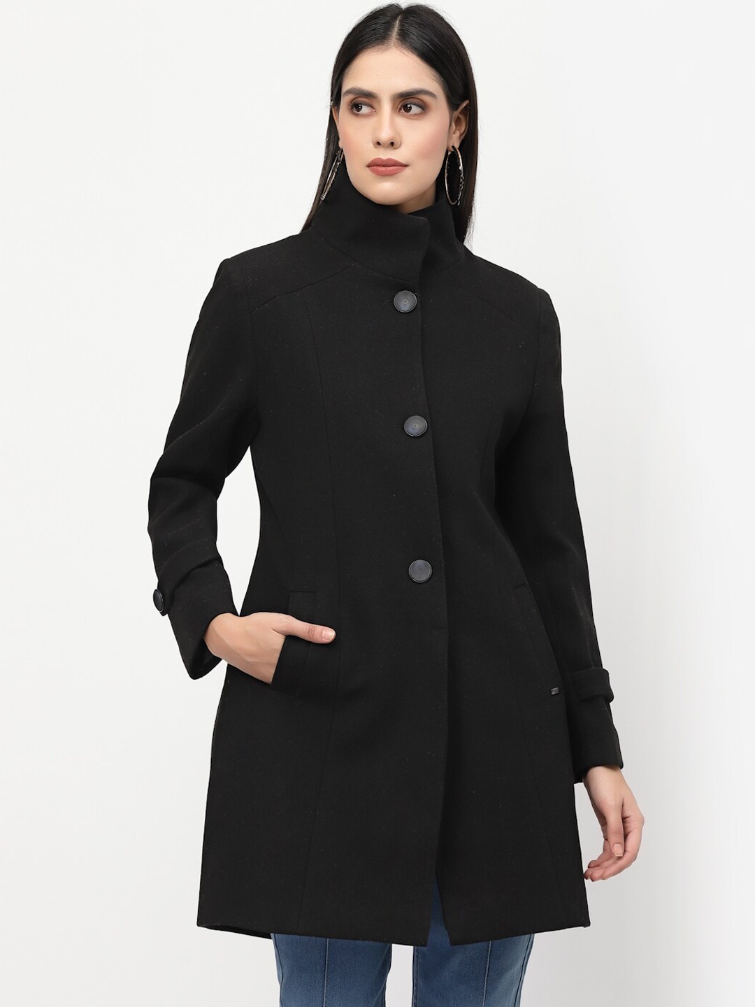 

Juelle Women Black Solid Longline Winter Coat