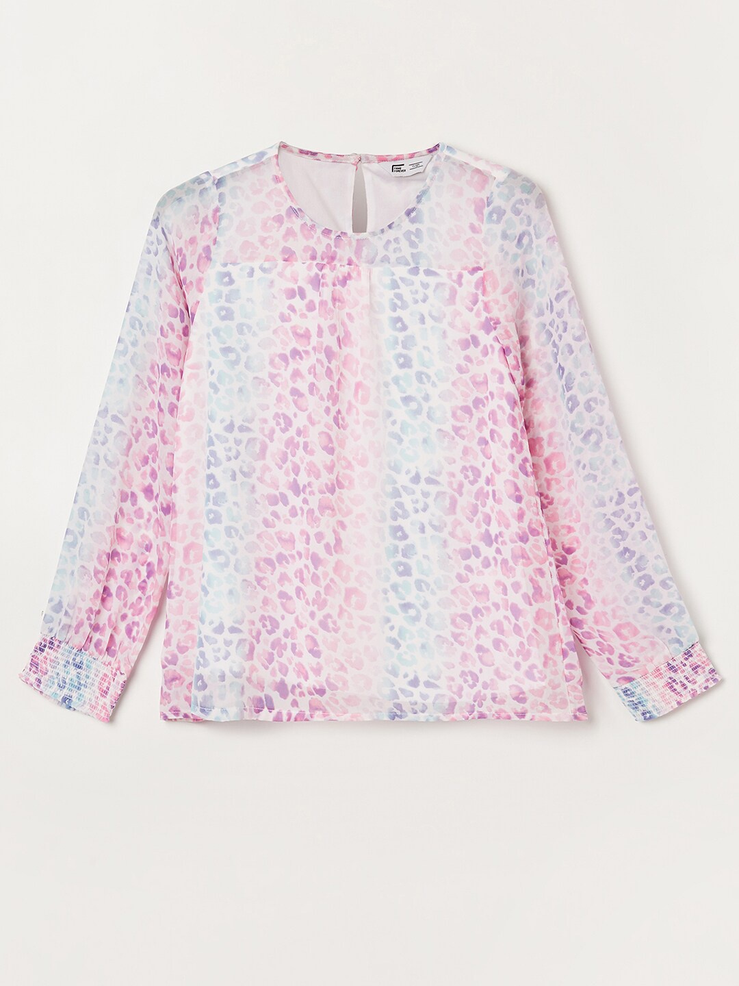 

Fame Forever by Lifestyle White & Blue Animal Print Top