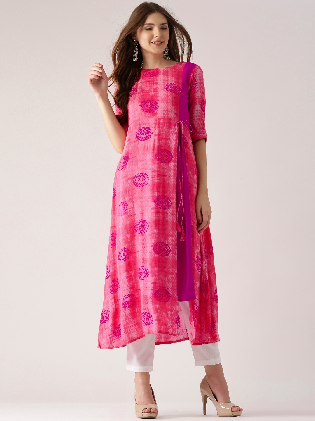 

Libas Women Pink Printed A-Line Kurta