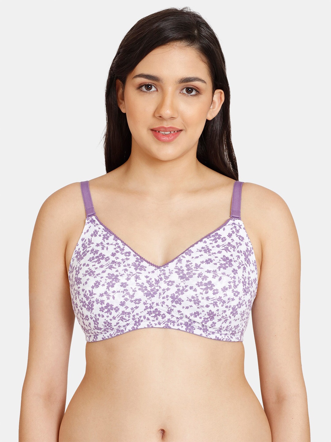 

Rosaline by Zivame Purple & White Floral Half coverage T-Shirt Bra