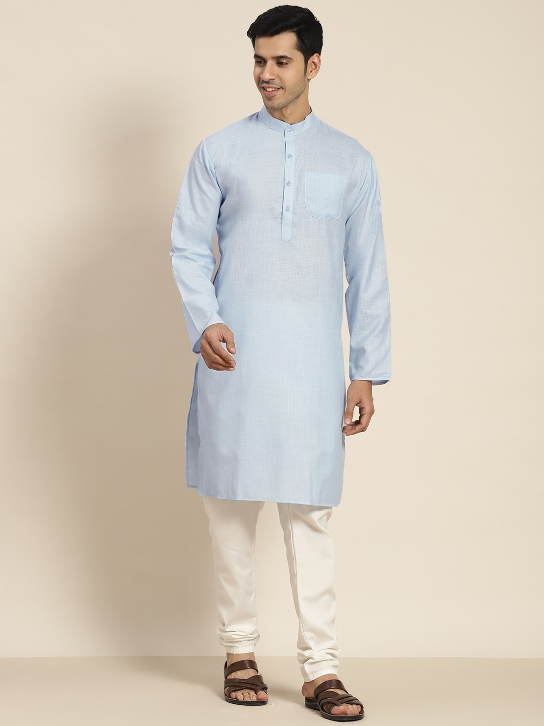 

SOJANYA Men Blue Solid Kurta