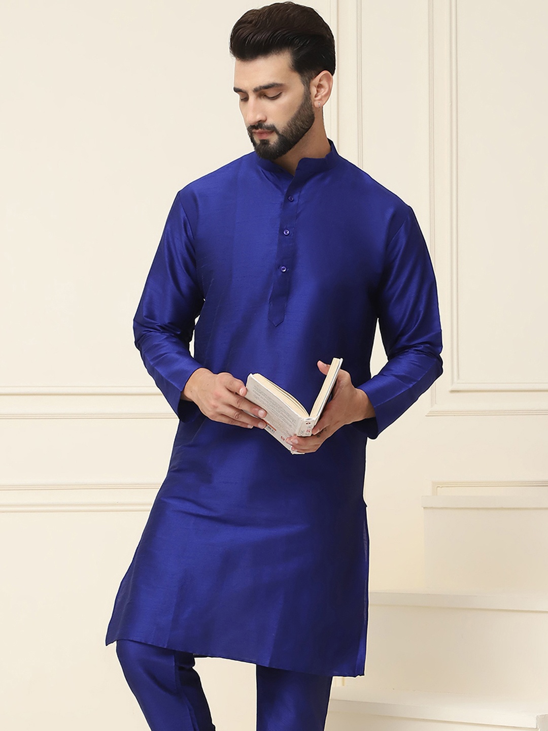 

SOJANYA Men Blue Jacquard Kurta