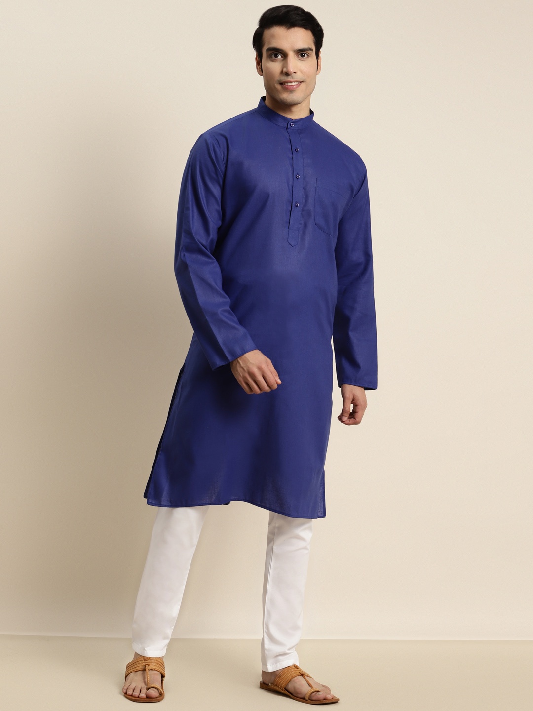 

SOJANYA Men Blue Dobby Kurta