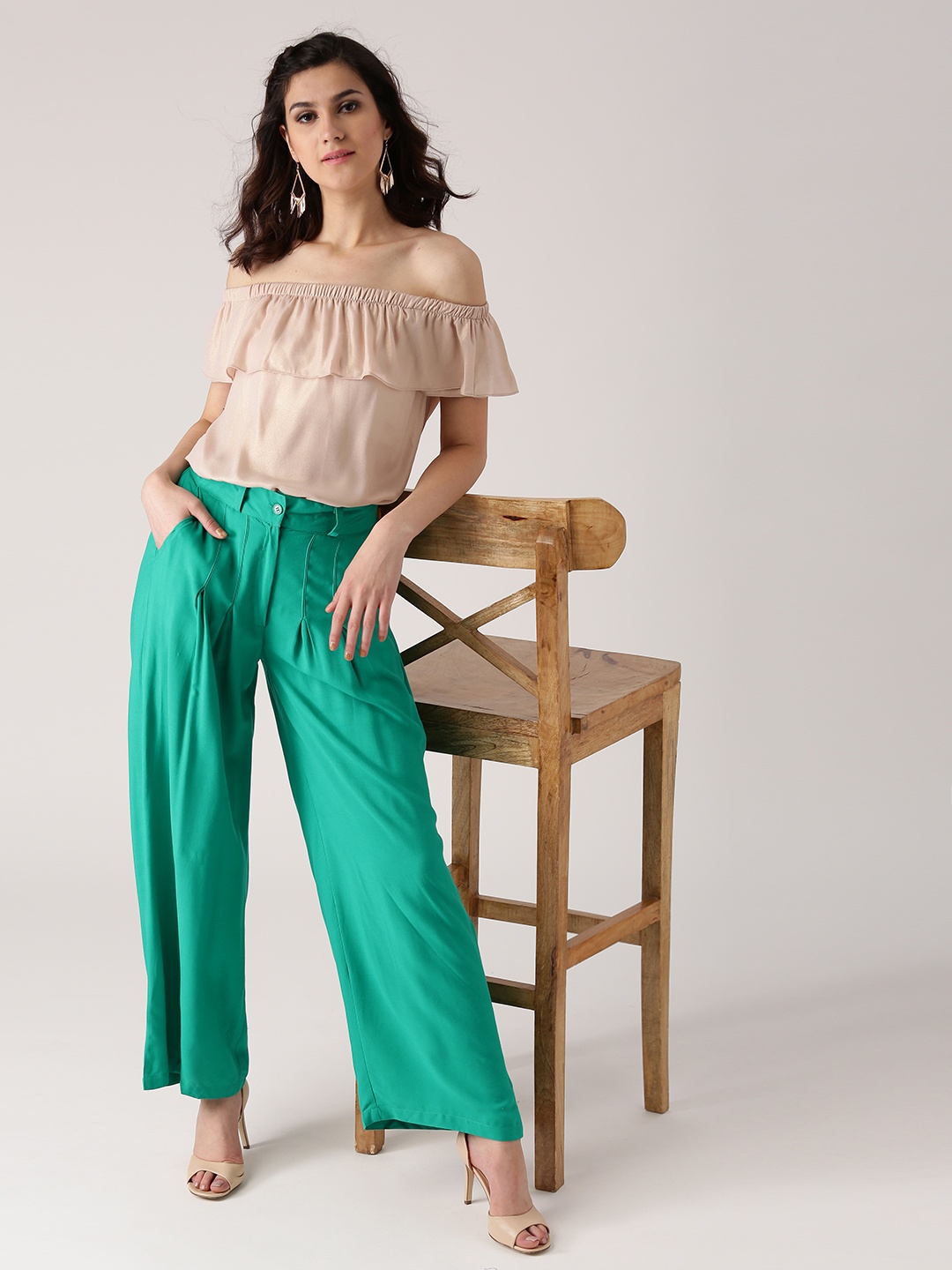 

Libas Women Green Straight Solid Palazzos