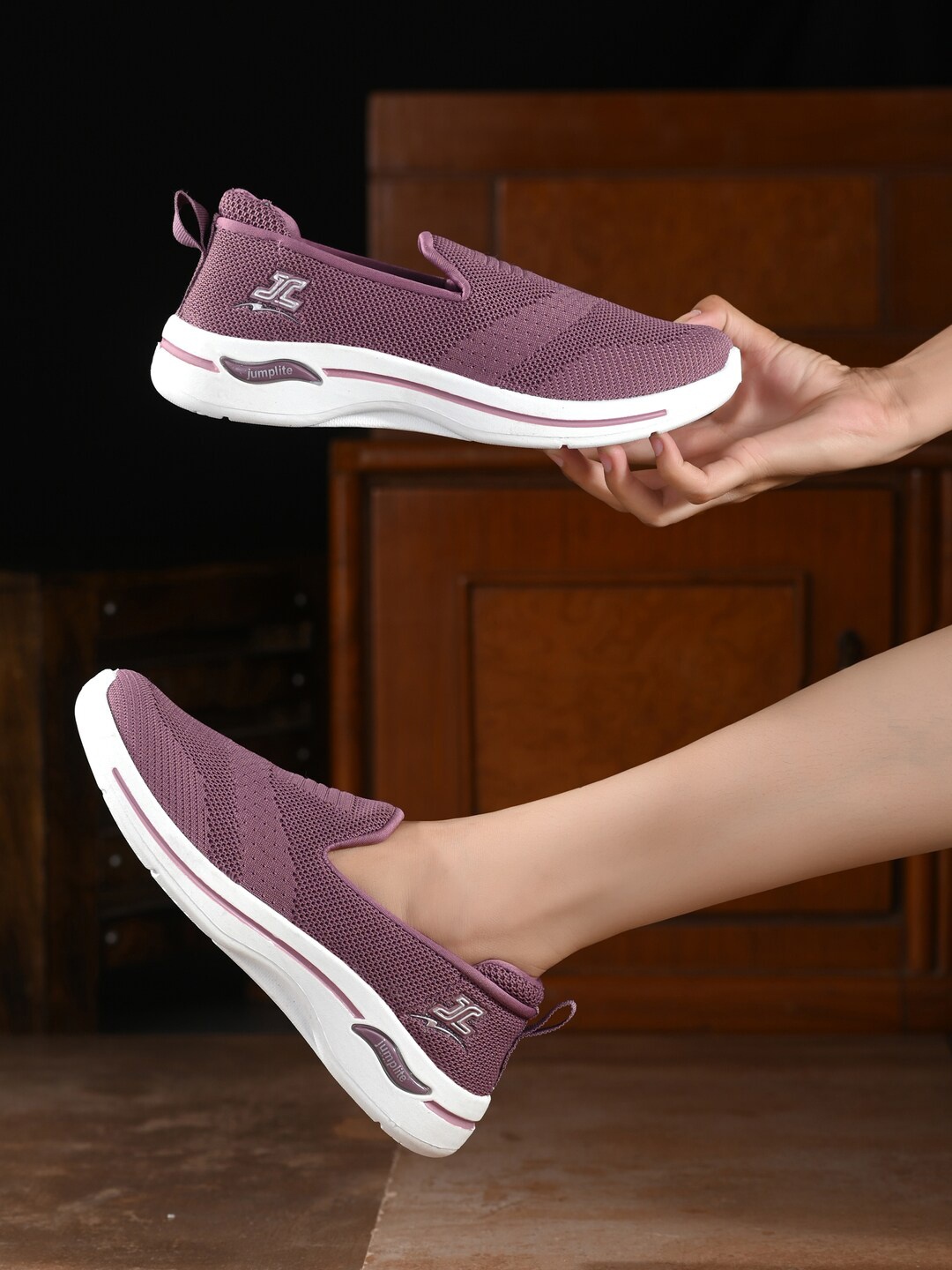 

Layasa Women Purple Perforations Slip-On Sneakers