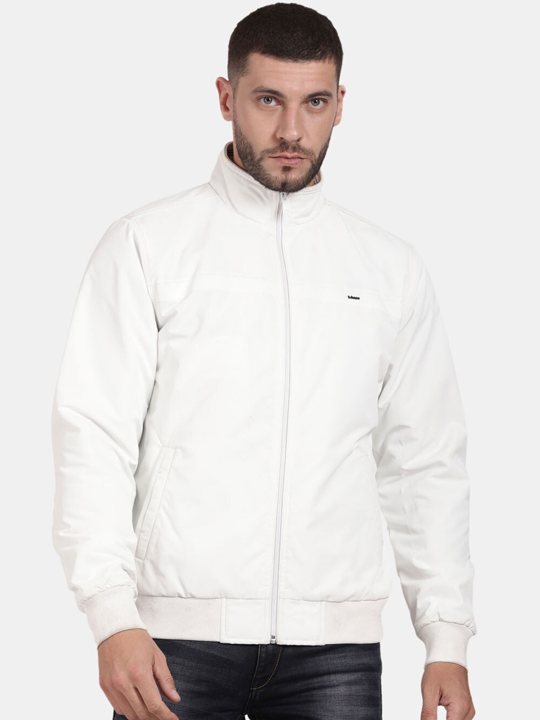 

t-base Men Off White Windcheater Bomber Jacket