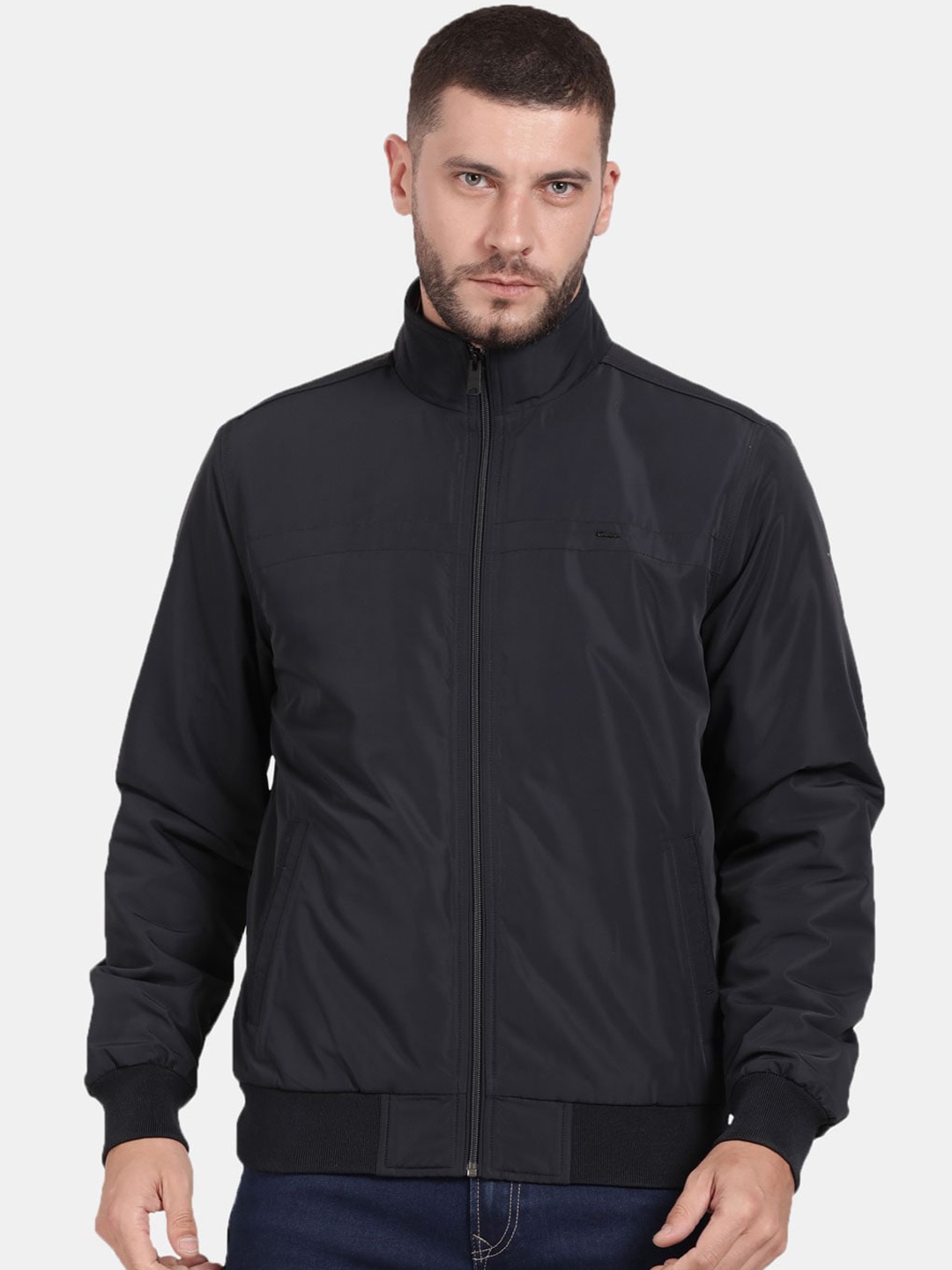 

t-base Men Navy Blue Windcheater Bomber Jacket