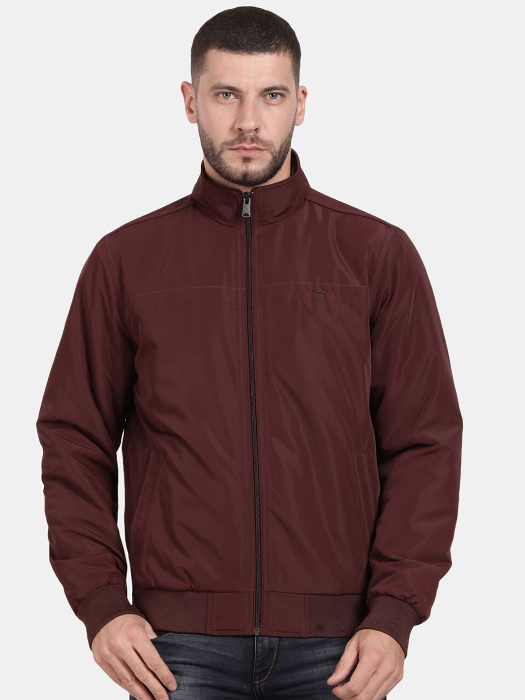 

t-base Men Maroon Windcheater Bomber Jacket