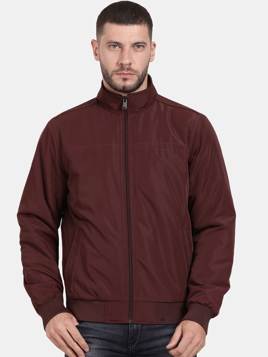 

t-base Men Burgundy Windcheater Bomber Jacket